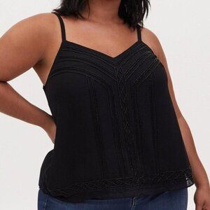 Torrid Plus Size Deep Black Sophie Chiffon Beaded Swing Cami Top Size 4X